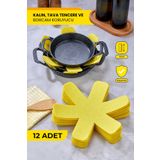 Self Power Kalın Tava,tencere Ve Borcam Koruyucu 12'li Set Elyaf Keçe Sarı
