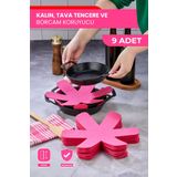 Self Power KALIN TAVA,TENCERE VE BORCAM KORUYUCU 9'LU SET ELYAF KEÇE FUŞYA