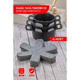 Self Power Kalın Tencere,tava & Borcam Koruyucu Çizdirmez Elyaf Keçe 6'lı Set 30X30 cm Tava Çizdirmez - Açık Gri