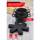 Self Power SİYAH KALIN TAVA,TENCERE VE BORCAM KORUYUCU 6 LI SET ELYAF KEÇE TAVA ÇİZDİRMEZ
