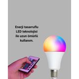 Selfbuysell A Kalite 2025 Rgb LED Ampul Uzaktan Kumandalı 16 Renkli Lamba - 12 W - Açık Sarı