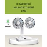 Selfbuysell Çift Kafalı Masaüstü ve Duvar Tipi Sessiz USB Şarjlı Fan