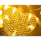 Selfbuysell Kalp Perde LED 3m 6 Sıra 12 Adet Kalp LED Işık Gün Işığı - 1,20 m - Çok Renkli