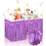 Selfbuysell Kendinden Yapışkanlı Mor Metalize Püsküllü Masa Eteği – 75 x 275 cm Parti Süslemesi - Belirtilmemiş