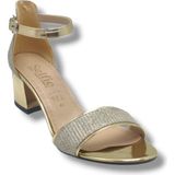 Selfie 4270-26 Simli Rugan Tek Bant Orta Topuk Büyük Numara Fashion Kadın Sandalet(5,5cm) 41-43 - Altın