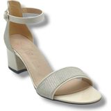 Selfie 4270-26 Simli Rugan Tek Bant Orta Topuk Büyük Numara Fashion Kadın Sandalet(5,5cm) 41-43 - Krem