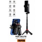 Selfie Stick Tripod Mini Bluetooth Uzaktan Kumandalı Telefon Standı Masaüstü Telefon Tutucu Çantaboy