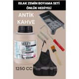 Selfy Decor Islak Zemin Boyası, 1250 cc, Antik Kahve, Mutfak Tezgah Fayans Lavabo Küvet Tuvalet Zemini için Akrilik Boya Seti