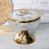 Selim Dekor Butterfly Kapakli Buyuk Meyvelik Altin
