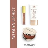 Selin Beauty Kadın Makyaj Seti 3 Parça Düz Renkli Günlük ve Gece Kullanım