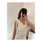 Selin Damla Kadın Krem Asimetrik Yaka Esnek Dantel Bluz