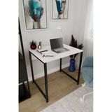 Selin Metal Ayaklı Çalışma Masası – Beyaz Suntalam, Siyah Ayak, Modern Ofis & Ev Masası