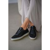Selin Shoes Mirexa Taşlı Bağcık Detaylı Kadın Spor Ayakkabı- Siyah