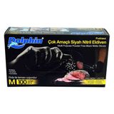 Selinse Pudrasız Siyah Nitril Eldiven Orta Boy (M) 100 Lü Paket