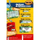 Selis Craft Okul Etiketi Dinazor Temalı Özel Isim Yazılabilen Kalem, Defter, Boya, Kitap Etiketi - 213 Adet - Renkli - Parlak Sticker - 25 x 29,7 cm