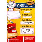 Selis Craft Okul Etiketi Kedi Marie Temalı Özel Isim Yazılabilen Kalem, Defter, Boya, Kitap Etiketi - 213 Adet - Renkli - Parlak Sticker - 21 x 29,7 cm