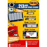Selis Craft Okul Etiketi Uzay Temalı Özel Isim Yazılabilen Kalem, Defter, Boya, Kitap Etiketi - 213 Adet - Renkli - Parlak Sticker - 24 x 29,7 cm