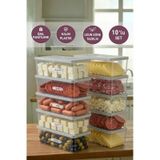 Selka Home 10 Adet 2 Lt. Nora Organizer Buzdolabı Buzluk Düzenleyici Saklama Kabı - Açık Gri
