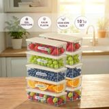 Selka Home 10 Adet 2 Lt. Nora Organizer Buzdolabı Buzluk Düzenleyici Saklama Kabı - Ekru