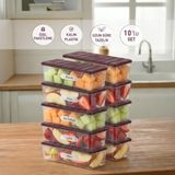 Selka Home 10 Adet 2 Lt. Nora Organizer Buzdolabı Buzluk Düzenleyici Saklama Kabı - Mürdüm