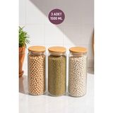 Selka Home 1500 ml Yeşil Cam Kavanoz Seti 3 Adet Modern Tasarım ile Mutfak Düzenleyici - 1,5 lt