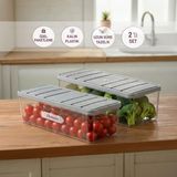 Selka Home 2 Adet 2 Lt. Nora Organizer Buzdolabı Buzluk Düzenleyici Saklama Kabı - Açık Gri
