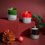 Selka Home 3'lü Christmas Simli Tasarım Cam Bardak Kokulu Candle Mum 110 gr GÜMÜŞ