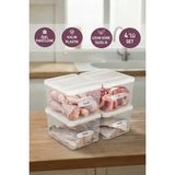 Selka Home 4 Adet Derin 1 Lt. Nora Organizer Buzdolabı Buzluk Düzenleyici Saklama Kabı - Ekru