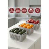 Selka Home Lavin 3 Adet Büyük Boy Mutfak Banyo ve Dolap İçi Düzenleyici - Açık Gri - 25x18x 14 cm