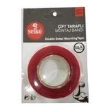 Selko Çift Taraflı Montaj Bandı 18 mm x 2 m Şeffaf Hotmelt Yapıştırıcı Özellikli Güçlü Bant