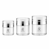 SellHubX Airless Vakumlu Krem Kavanozu 3'lü Set (15 ml + 30 ml + 50 ml) - Havasız Pompalı Yeniden Doldurulabilir Kozmetik Krem Kutusu, Seyahat Boy Serum, Losyon, Fondöten ve BB Cream Saklama Kabı