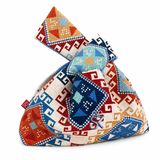 SellHubX El Yapımı Japon Düğüm Bilek Çantası, Astarlı Kumaş Kadın El Çantası, 22 × 16 cm, Sınırlı Üretim (Çok Renkli etnik klim)