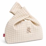 SellHubX El Yapımı Japon Düğüm Bilek Çantası, Astarlı Kumaş Kadın El Çantası, 22 × 16 cm, Sınırlı Üretim (Krem Beyaz Kazayağı)