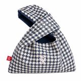 SellHubX El Yapımı Japon Düğüm Bilek Çantası, Astarlı Kumaş Kadın El Çantası, 22 × 16 cm, Sınırlı Üretim (Lacivert Beyaz Kaz Ayağı)