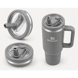SellHubX Kapak 40 OZ – Sızdırmaz Leakproof Tasarım – BPA Free Yedek & Upgrade Lid – Stanley Quencher ile Uyumlu Bardak & Termos Kapağı + iç pipeti (Gri)