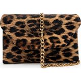 Sellini Clutch Kroko Desenli Zincir Askılı Omuz Çanta - Leopar