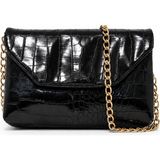 Sellini Clutch Kroko Desenli Zincir Askılı Omuz Çanta - Siyah