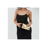 selma demir Zincir Askılı Portföy Model Clutch Kadın Çanta Gold