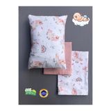 SELONYA %100 Organic Unicorn Kız bebek nevresim Takım 120x150 Beşik ve park yatak uyumlu Pembe