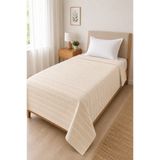 SELORA MAISON Tek Kişilik Pike %100 Pamuk Bej Yazlık Pike Yatak Örtüsü Hafif Nefes Alan Pamuklu Pike 160x220