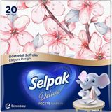 Selpak Deluxe 20'li Peçete Parfümsüz Pembe Çiçek Desenli Düz Tasarım