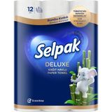 Selpak Deluxe Bambu Katkılı Kağıt Havlu 12 Rulo 2 Katlı Dayanıklı ve Ultra Emici