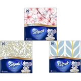 Selpak Deluxe Desenli Peçete 3 x 20'li Parfümsüz 3 Katlı Lacivert Elegant Tasarım
