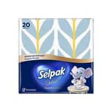 Selpak Deluxe Elegant Design Desenli Peçete 4'ü 1 Arada - Koyu Mavi