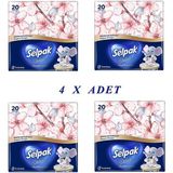Selpak Deluxe Peçete 20'li- 4'lü Paket- Pembe-Pembedesenli
