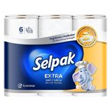 Selpak Extra Yağ Emici 6'lı Rulo Kağıt Havlu Üstün Emicilik Özelliği ile Kokusuz Kullanım