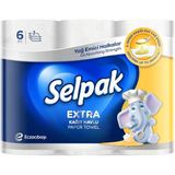 Selpak Extra Yağ Emici Halkalar 3 Katlı 6'Lı Rulo Kağıt Havlu