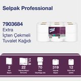 Selpak Professional 12 Rulo Extra Jumbo İçten Çekmeli Tuvalet Kağıdı 2 Katlı 70mt Beyaz