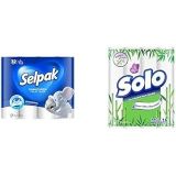 Selpak Tuvalet Kağıdı, 32'li, 1 Paket (1 x 32 Adet), 2.83 kg + Solo Kağıt Havlu Bambu Katkılı 16'lı