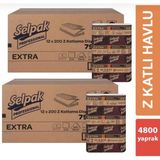 Selpak Z Katlama Dispenser Havlu 200 x 24 Paket 2 Katlı 4800 Yaprak Ultra Emici Kullanım